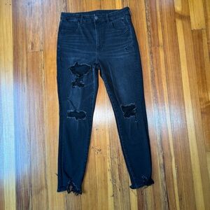 American Eagle The Dream Jean High Rise Distressed Black Women's Denim Size 12